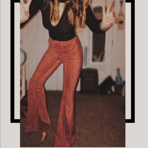 Faux suede bell bottoms